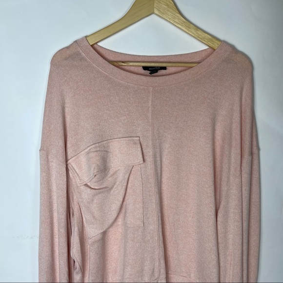 Wool City Light Pink Lightweight Sweater Chest Pocket Drawstring Hem US - Picture 2 of 6